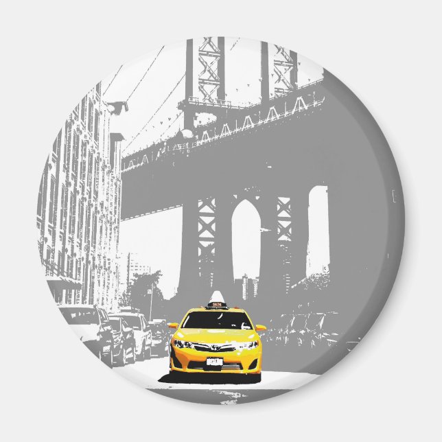 Imã Nova Iorque Brooklyn Bridge Yellow Taxi Nyc (Frente)