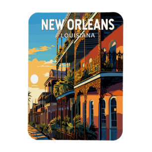 Ímã Nova Orleans Louisiana Viagem Arte Vintage