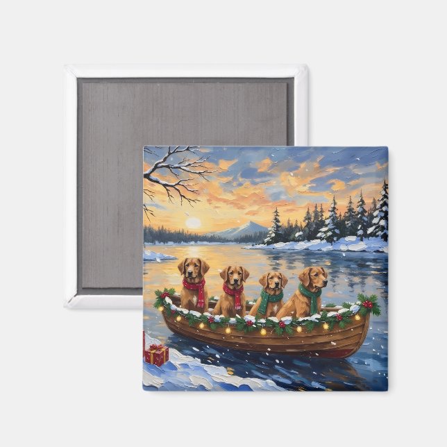 Imã Nova Scotia Duck Tolling Retriever Christmas Boat  (Front/Back)