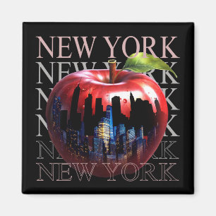 Imã Nova York A Grande Maçã Fruta Silhueta Cidade