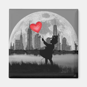 Imã NOVA YORK Menina da Lua Cheia com Balão em Forma d