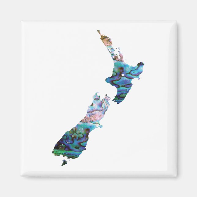 IMÃ NOVA ZEALAND MAP PAUA MAGNET WHITE (Frente)