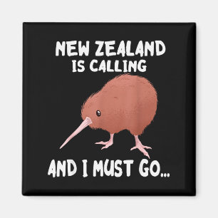 Imã Nova Zelândia Está Chamando Kiwi Ave Animal Silves