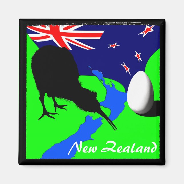 Imã Nova Zelândia, Kiwi, Flag (Magnet) (Frente)