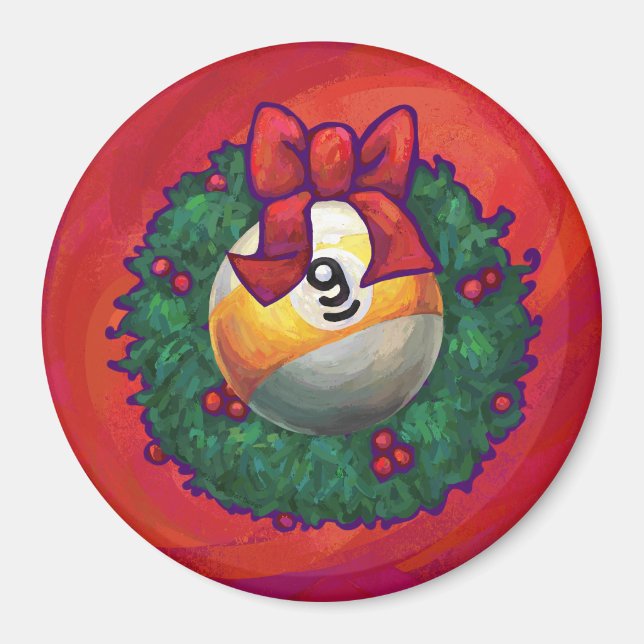 Imã Nove Ball em Fúria de Natal em Vermelho (Frente)