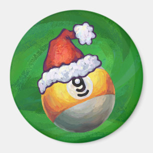 Imã Nove Ball em Santa Hat em Verde