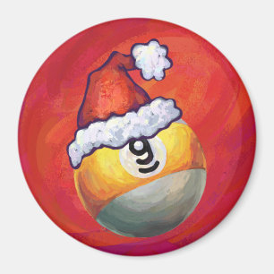 Imã Nove Bolas no Chapéu de Papai Noel no Vermelho