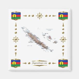 Imã Novo mapa da Caledónia + ímã dos sinalizadores