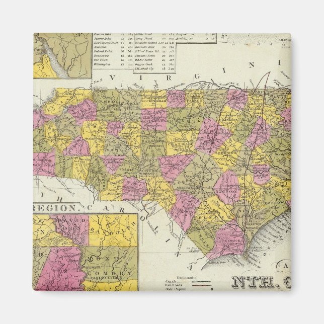 Imã Novo Mapa Da Carolina Do Norte (Frente)