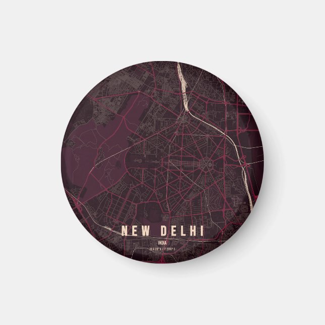 Imã Novo Mapa da Cidade de Nova Deli Índia  (Frente)