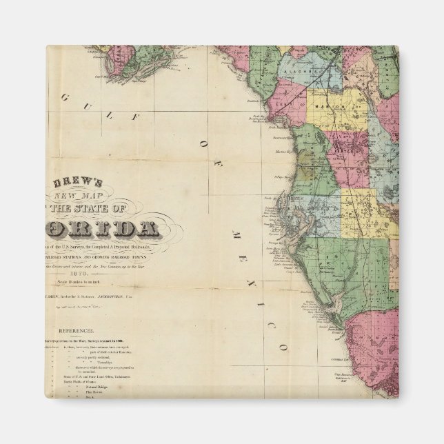 Imã Novo Mapa de Drew do Estado da Flórida (Frente)