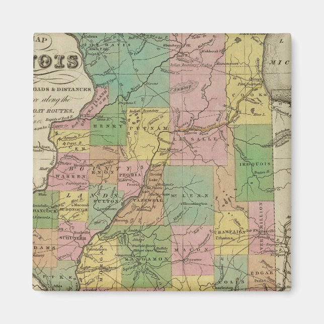 Imã Novo Mapa De Illinois (Frente)