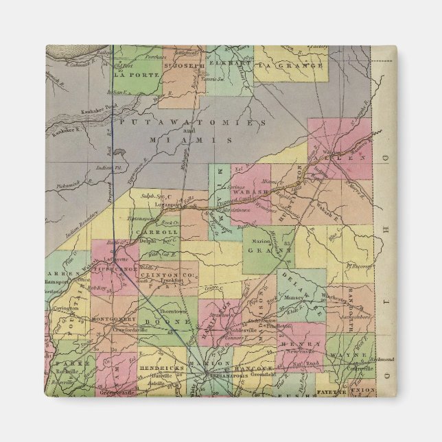 Imã Novo Mapa De Indiana (Frente)