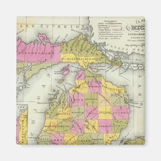 Imã Novo Mapa De Michigan 2 (Frente)