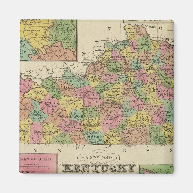 Imã Novo Mapa Do Kentucky (Frente)
