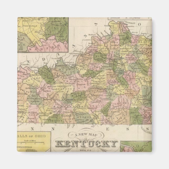 Imã Novo Mapa Do Kentucky 2 (Frente)
