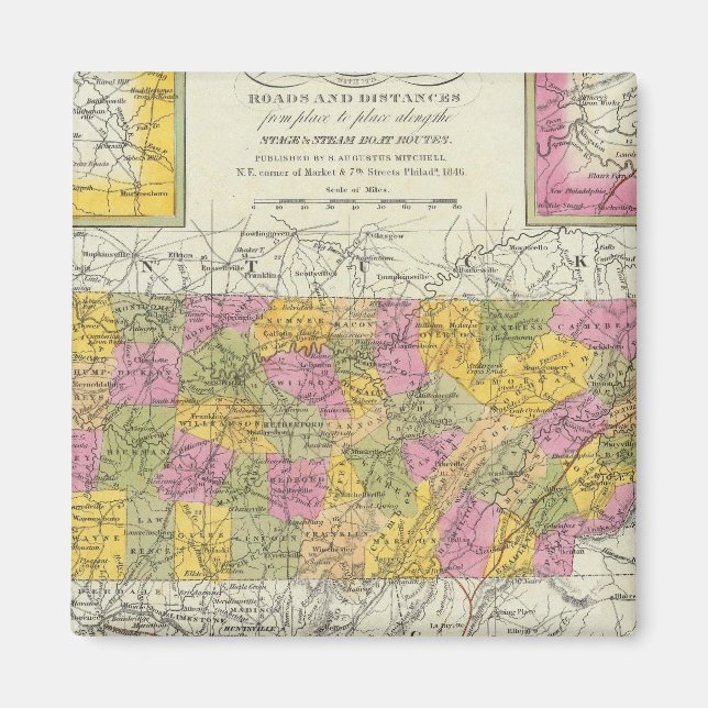 Imã Novo Mapa Do Tennessee (Frente)