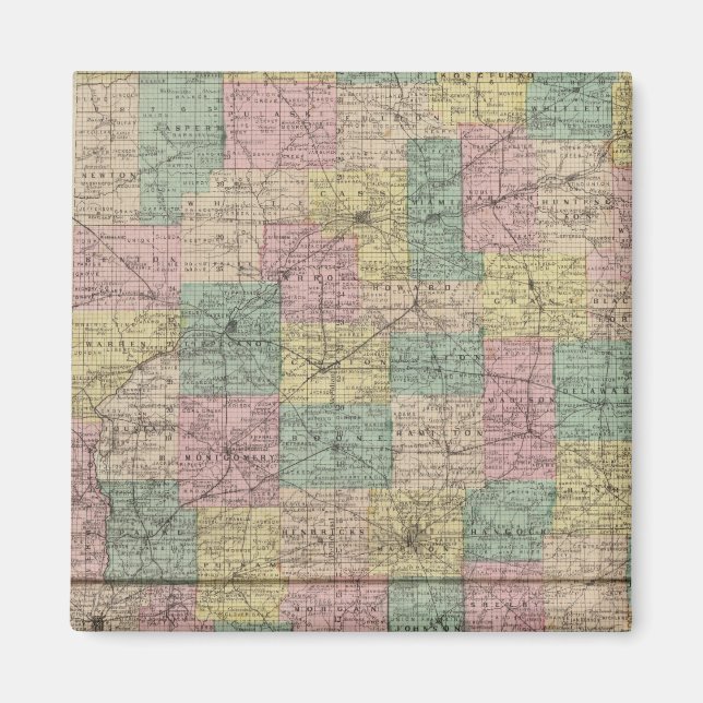 Imã Novo mapa setorial e municipal de Indiana (Frente)