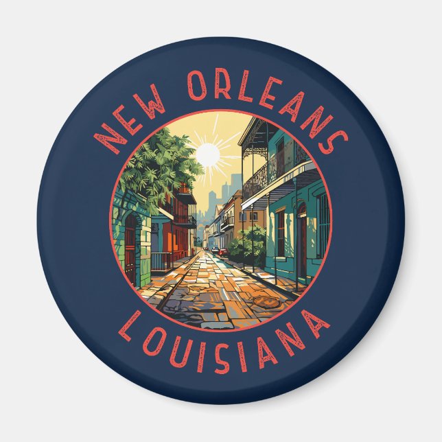 Imã Novo Orleans Louisiana Circulo Retroafstício (Frente)
