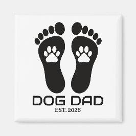 Imã Novo Pai de Cachorro Pegadas de Pata Negrito Data