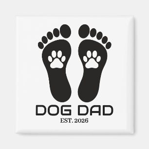 Imã Novo Pai de Cachorro Pegadas de Pata Negrito Data