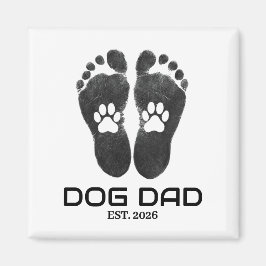 Imã Novo Pai de Cachorro Pegadas Ousadas Data de Funda