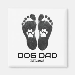 Imã Novo Pai de Cachorro Pegadas Ousadas Data de Funda