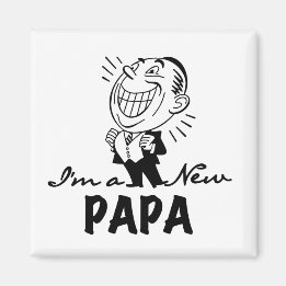 Imã Novo Papá Sorrindo Camisas e Presentes