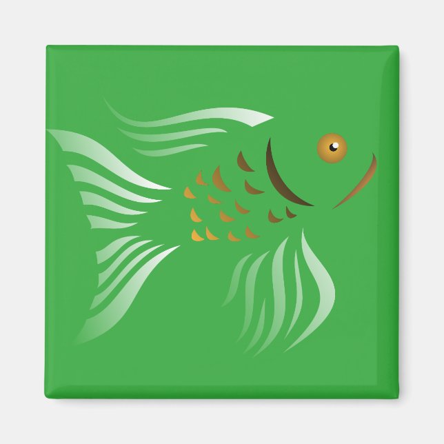 Imã Nowruz Goldfish Vetor Graphics - Fundo Verde (Frente)