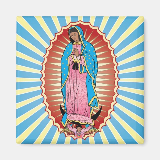 Imã Nuestra Señora de Guadalupe magnet (quadrado) (Frente)