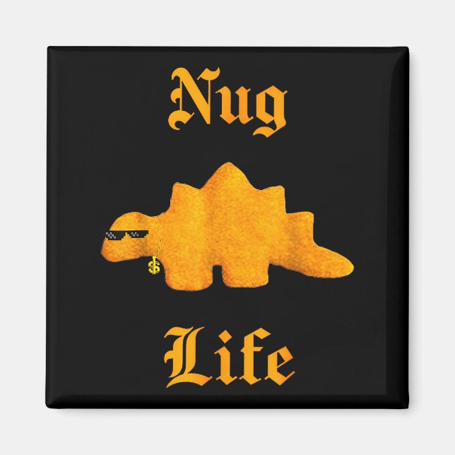 Imã Nug Life Dinosaur Chicken Nugget Funny Retro  (Frente)