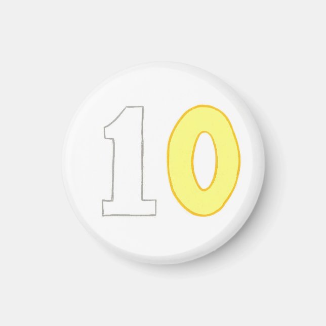 Imã Número 10 ímã com branco e amarelo (Frente)