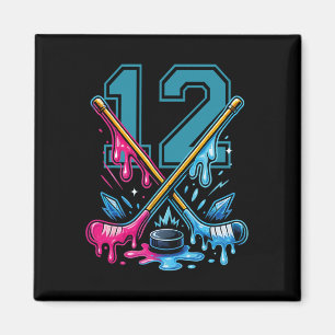 Imã Número 12 Anos Sorvete Drip Hockey 12º Aniversário