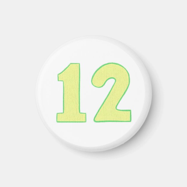 Imã Número 12 ímã com amarelo e verde (Frente)