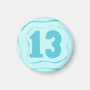 Imã Número 13 ímã com ondulações azuis aqua