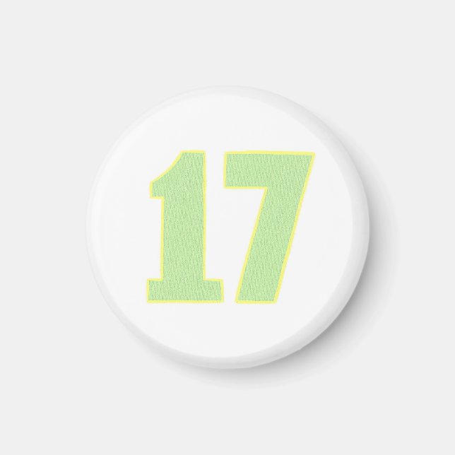 Imã Número 17 ímã em verde limão e amarelo (Frente)