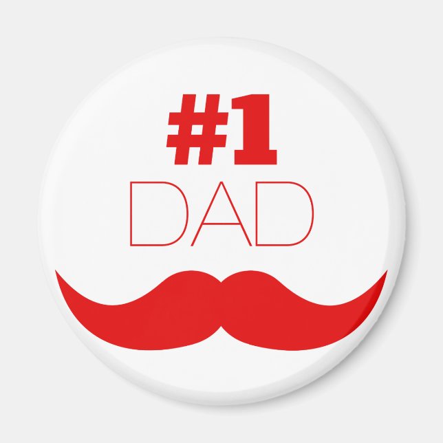 Imã Número 1 - Pai Red Mustache - Número um (Frente)