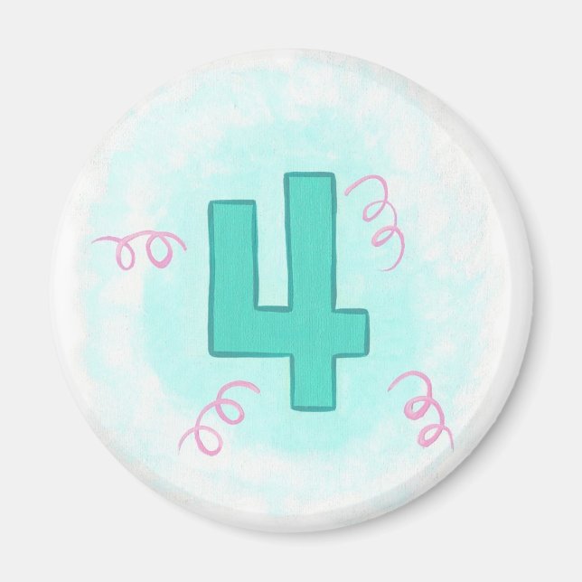 Imã Número 4 em Aqua e em Mídia Rosa (Frente)