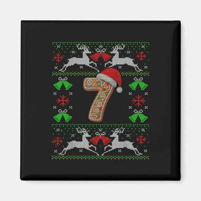 Imã Número 7 67 Meme Camisola de Natal Feia Engraçada (Frente)