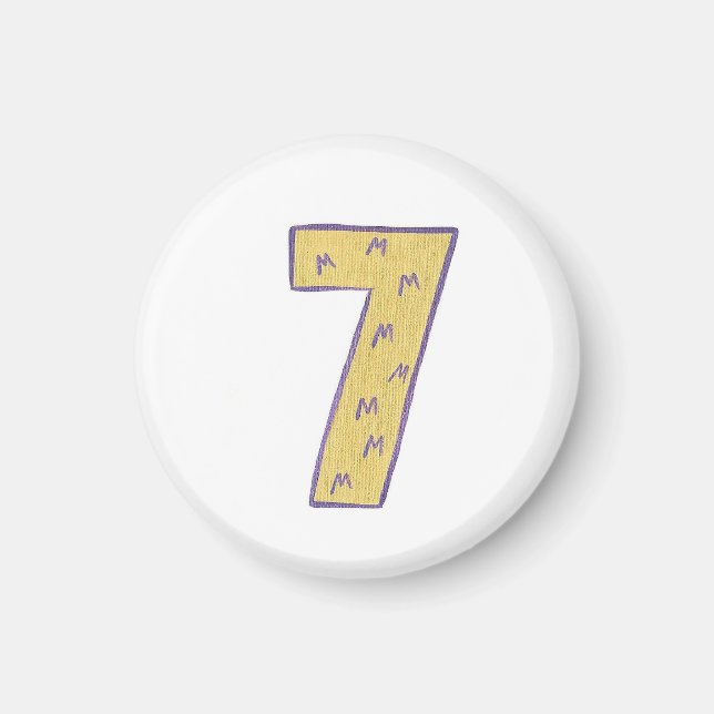 Imã Número 7 ímã com ouro e roxo (Frente)