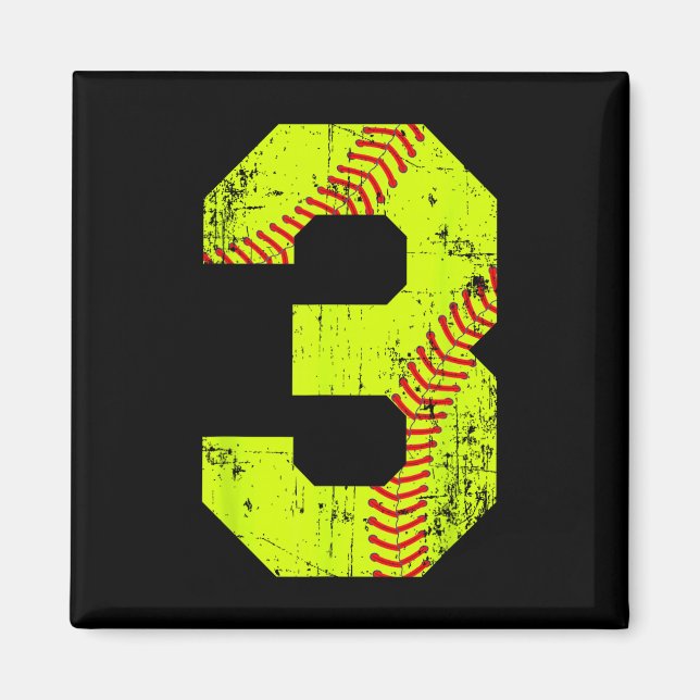 Imã Número de Jersey Vintage Softball 3 (Frente)