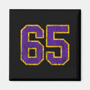 Imã Número Dourado Roxo 65 Jersey Player Uniform #65 N