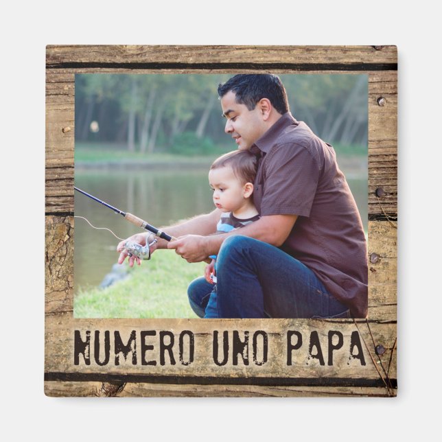 Imã Numero Uno Papa em Foto Rústica de Madeira (Frente)