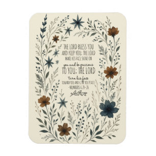 Ímã Números 6:24–26 Bênção Sacerdotal Floral Vintage