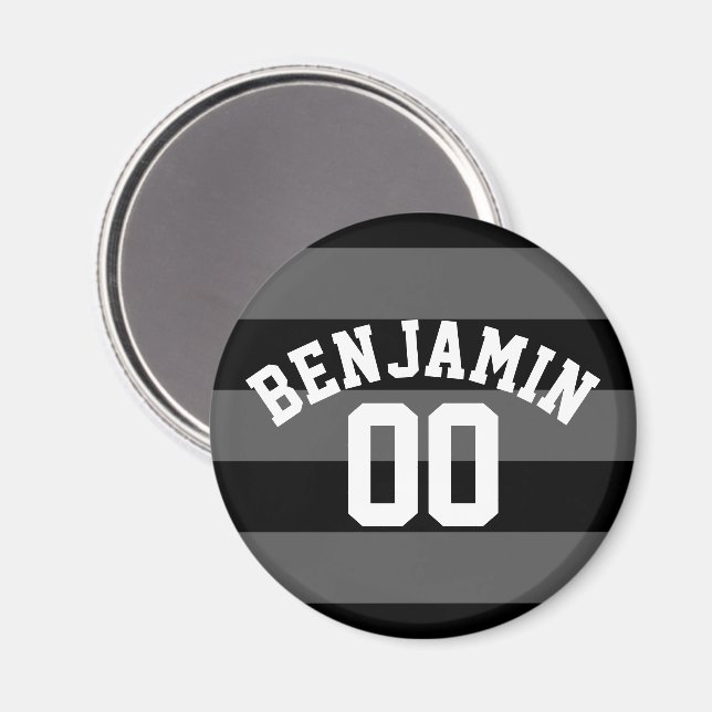 Imã Números de Cinza e prata de rúgbi preto (Front/Back)