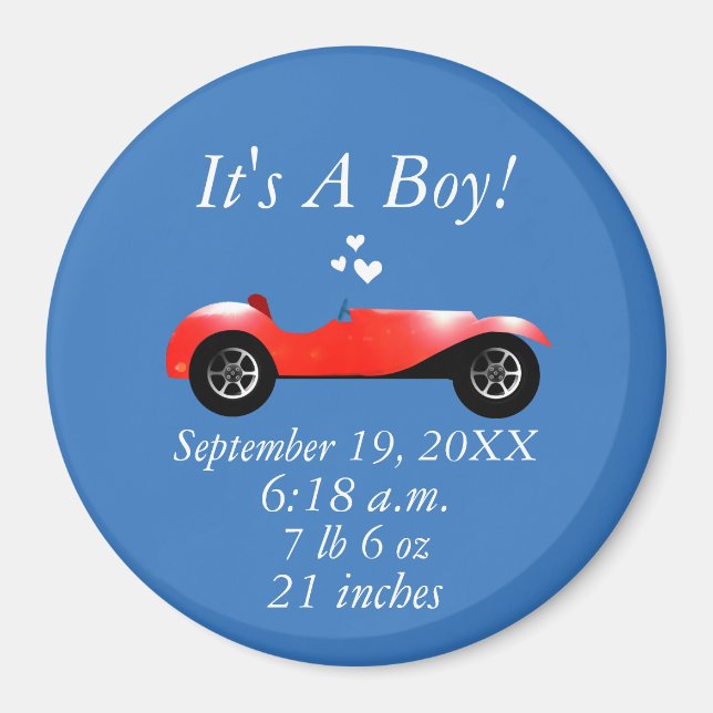 Imã Números de Nascimento Carro Clássico Oferece Carro (Frente)