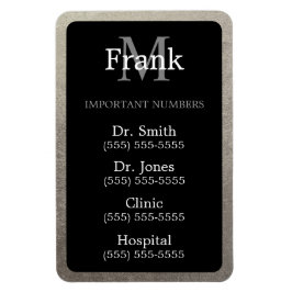 Ímã Números de Telefone Importantes de Folha Preta e P
