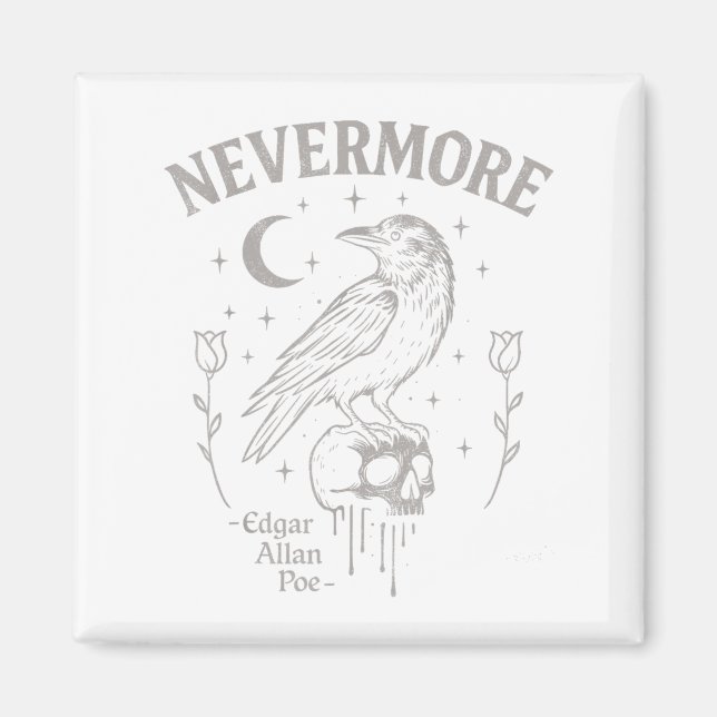 Imã Nunca mais Raven Skull Art, Gothic Edgar Allan Poe (Frente)
