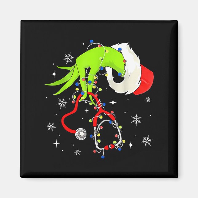 Imã Nurse Christmas Stethoscope Nurses Xmas Pajamas Sa (Frente)
