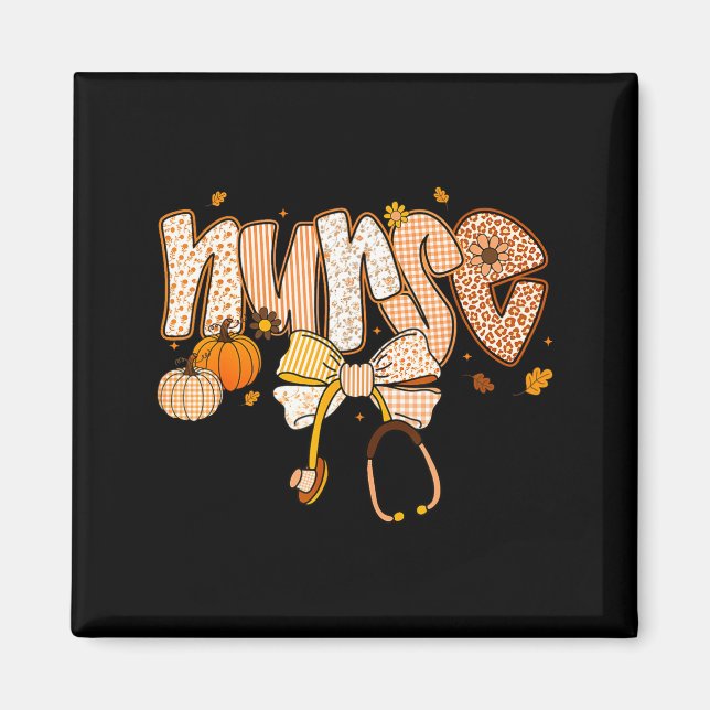 Imã Nurse Coquette Bow Stethoscope Pumpkin Thanksgivin (Frente)
